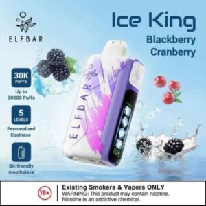 ELF BAR ICE KING DISPOSABLE VAPE 30000 PUFFS Blackberry Cranberry Flavor