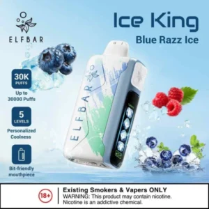 ELF BAR ICE KING DISPOSABLE VAPE 30000 PUFFS Blue Razz Ice Flavor
