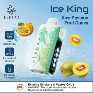 ELF BAR ICE KING DISPOSABLE VAPE 30000 PUFFS Kiwi Passion Fruit Guava Flavor