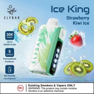 ELF BAR ICE KING DISPOSABLE VAPE 30000 PUFFS Strawberry Kiwi Ice Flavor