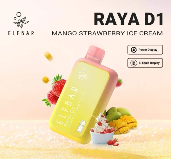 ELF BAR RAYA D1 13000 Puffs – Mango Strawberry Ice Cream Disposable Vape