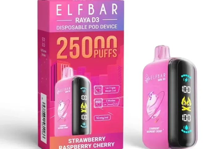Elf Bar Raya D3 25000 Puffs Strawberry Raspberry Cherry