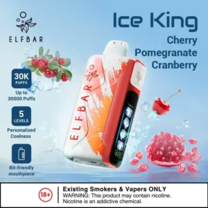 ELF BAR ICE KING DISPOSABLE VAPE 30000 PUFFS Cherry Pomegranate Cranberry Flavor Vape