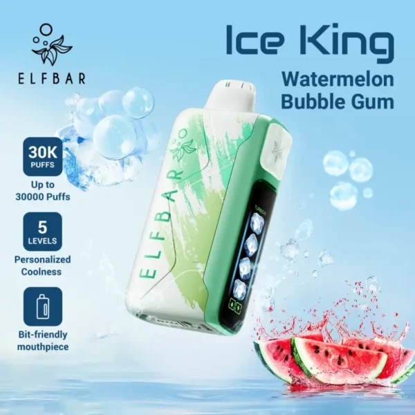 ELF BAR ICE KING 30000 PUFFS Disposable Watermelon Bubblegum Flavor