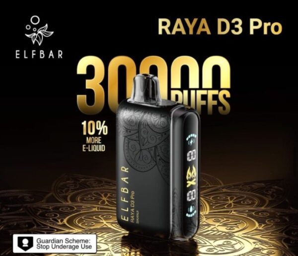 Elfbar Raya D3 Pro 30K Puffs – Black Gold Edition (Watermelon Ice)