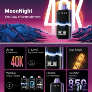 Elfbar Moonnight Peach Lychee Blackcurrant vape