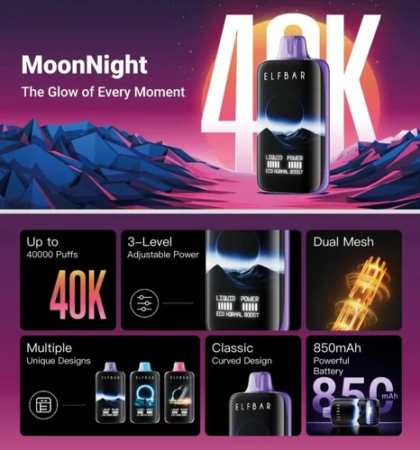 Elfbar Moonnight Peach Lychee Blackcurrant vape