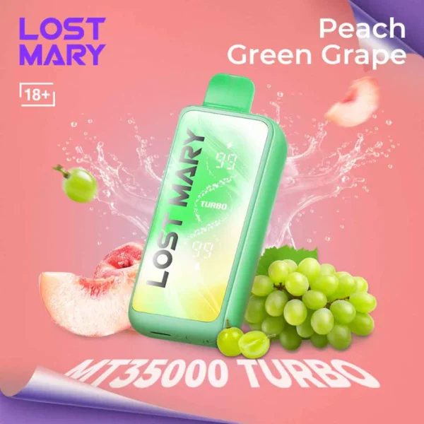 Lost Mary Peach Green Grape Vape – MT 35000 Puffs Turbo Disposable